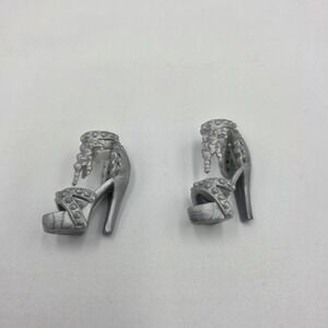 Barbie Shoes Silver Gray Strappy High Heels‎ Platforms Sandals Fashionistas
